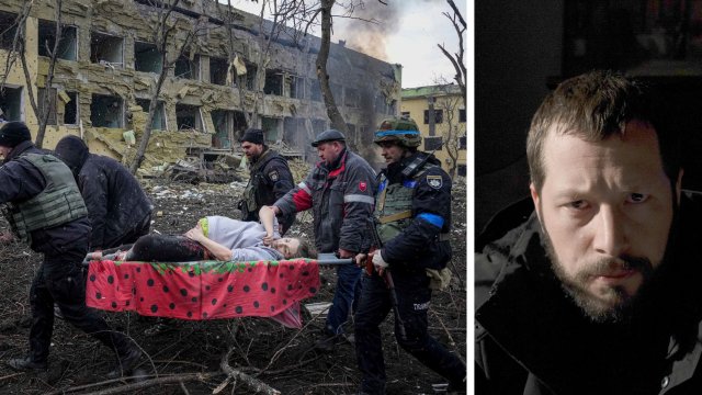 Article thumbnail: Ukrainian journalist Mstyslav Chernov (right) filmed at the scene of a Russian attack on a maternity ward together with his colleague Evgeniy Maloletka, who took the picture above (Photos: AP News)
