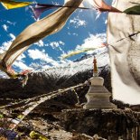Article thumbnail: A Buddhist stupa in the Langtang Valley, Nepal where Yeti were said to have once been common in the upper reaches (Photo: Stuart Butler)