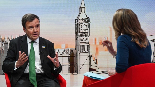 Article thumbnail: A handout picture released by the BBC, taken and received on April 16, 2023, shows Britain's Minister without Portfolio and Conservative Party Chair Greg Hands appearing on the BBC's "Sunday Morning" political television show in London with journalist Laura Kuenssberg. - Nurses in Britain are prepared to strike until Christmas if they cannot reach a deal with the government on pay, the leader of the country's main nursing union said on April 16, 2023. (Photo by Jeff OVERS / BBC / AFP) / RESTRICTED TO EDITORIAL USE - MANDATORY CREDIT " AFP PHOTO / JEFF OVERS-BBC " - NO MARKETING NO ADVERTISING CAMPAIGNS - DISTRIBUTED AS A SERVICE TO CLIENTS TO REPORT ON THE BBC PROGRAMME OR EVENT SPECIFIED IN THE CAPTION - NO ARCHIVE - NO USE AFTER **ISSUE DATE + 21 DAYS** / (Photo by JEFF OVERS/BBC/AFP via Getty Images)