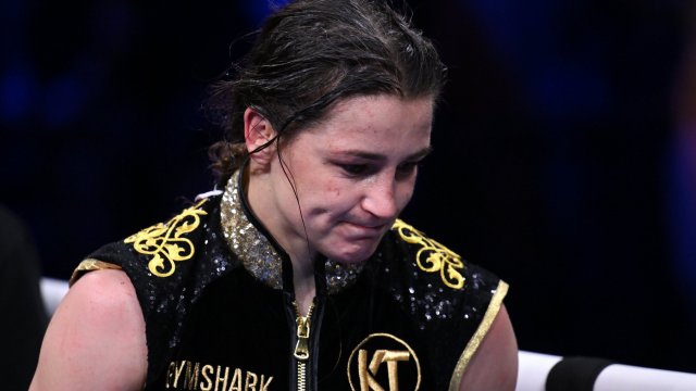 Article thumbnail: Dublin , Ireland - 20 May 2023; Katie Taylor after her defeat to Chantelle Cameron in their undisputed super lightweight championship fight at the 3Arena in Dublin. (Photo By Stephen McCarthy/Sportsfile via Getty Images)