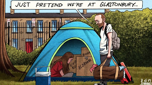 Article thumbnail: Ben Jennings i Cartoon Glastonbury