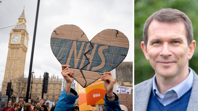 Article thumbnail: Dr Phil Whitaker, who has been a GP for over 30 years, is among the NHS staff wondering how morale can be restored from an all-time low (Photos: Getty Images / Canongate)
