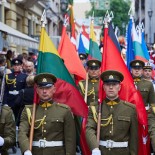 Article thumbnail: VILNIUS, LITHUANIA - JULY 6: Lithuanian soldiers march with the flags of NATO member countries during the celebration of Lithuanian Statehood Day on July 6, 2023 in Vilnius, Lithuania. (Photo by Oleg Nikishin/Getty Images)